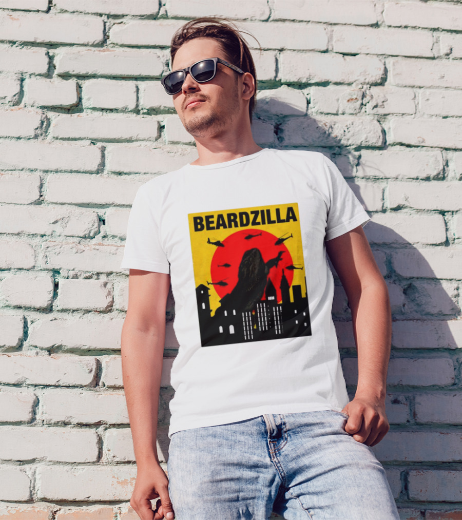 BEARDZILLA LIZARD LOVER CITYSCAPE AND HELICOPTERS T-Shirt