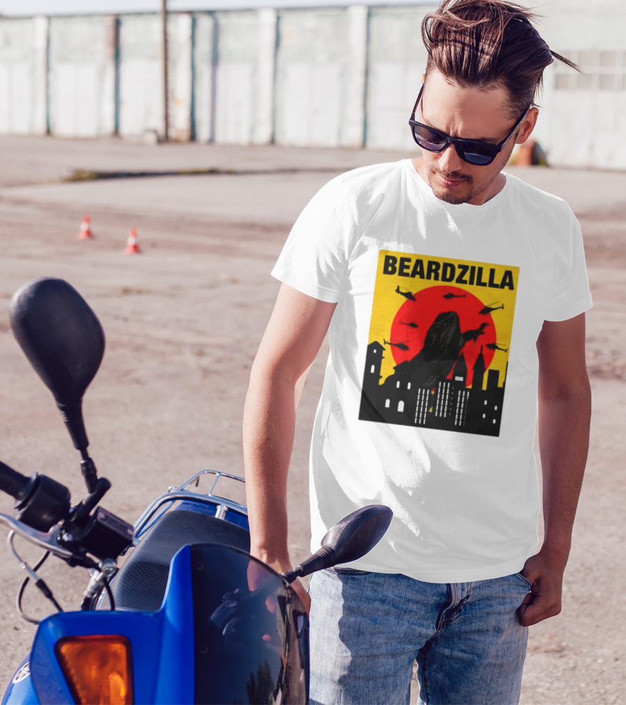 BEARDZILLA LIZARD LOVER CITYSCAPE AND HELICOPTERS T-Shirt