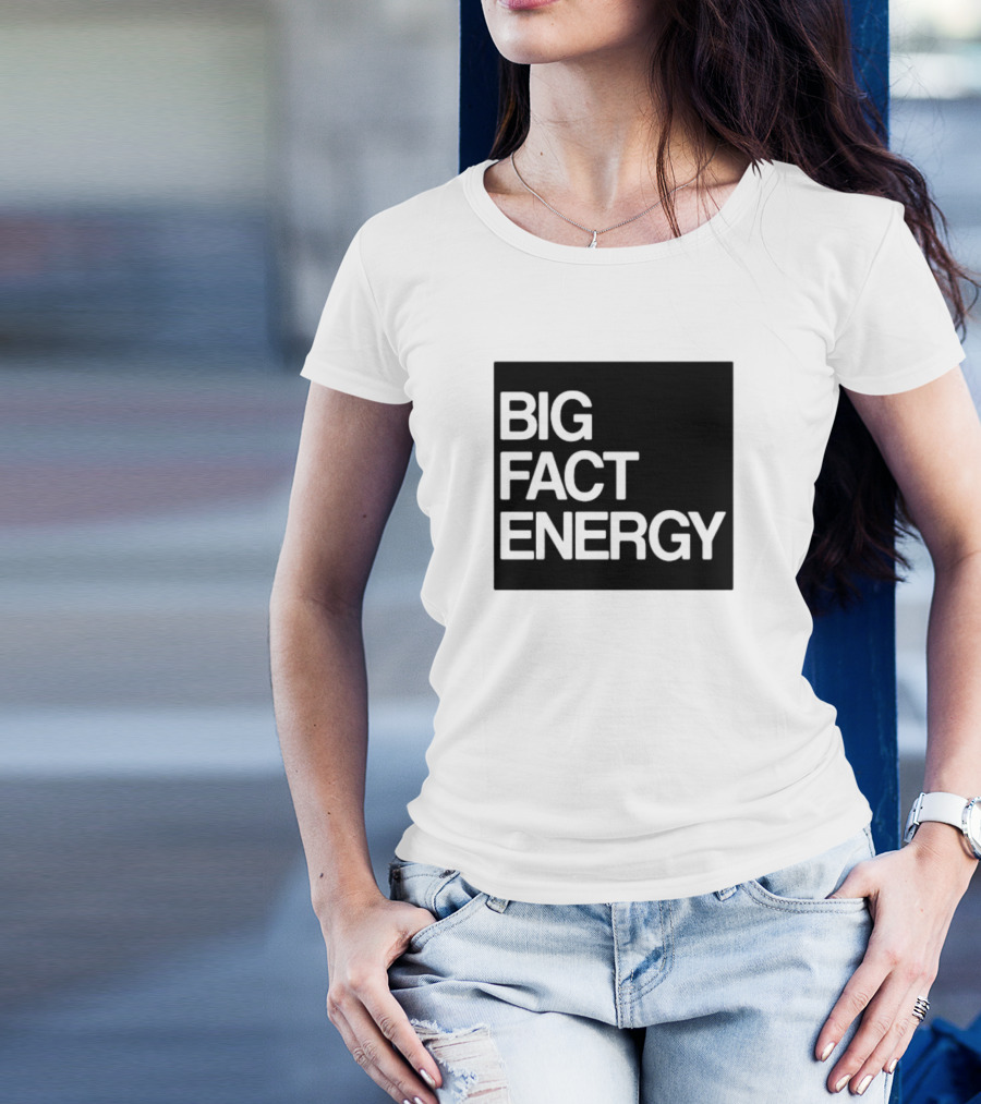Fact Fiend Big Fact Energy Black Square Block Lettering T-Shirt