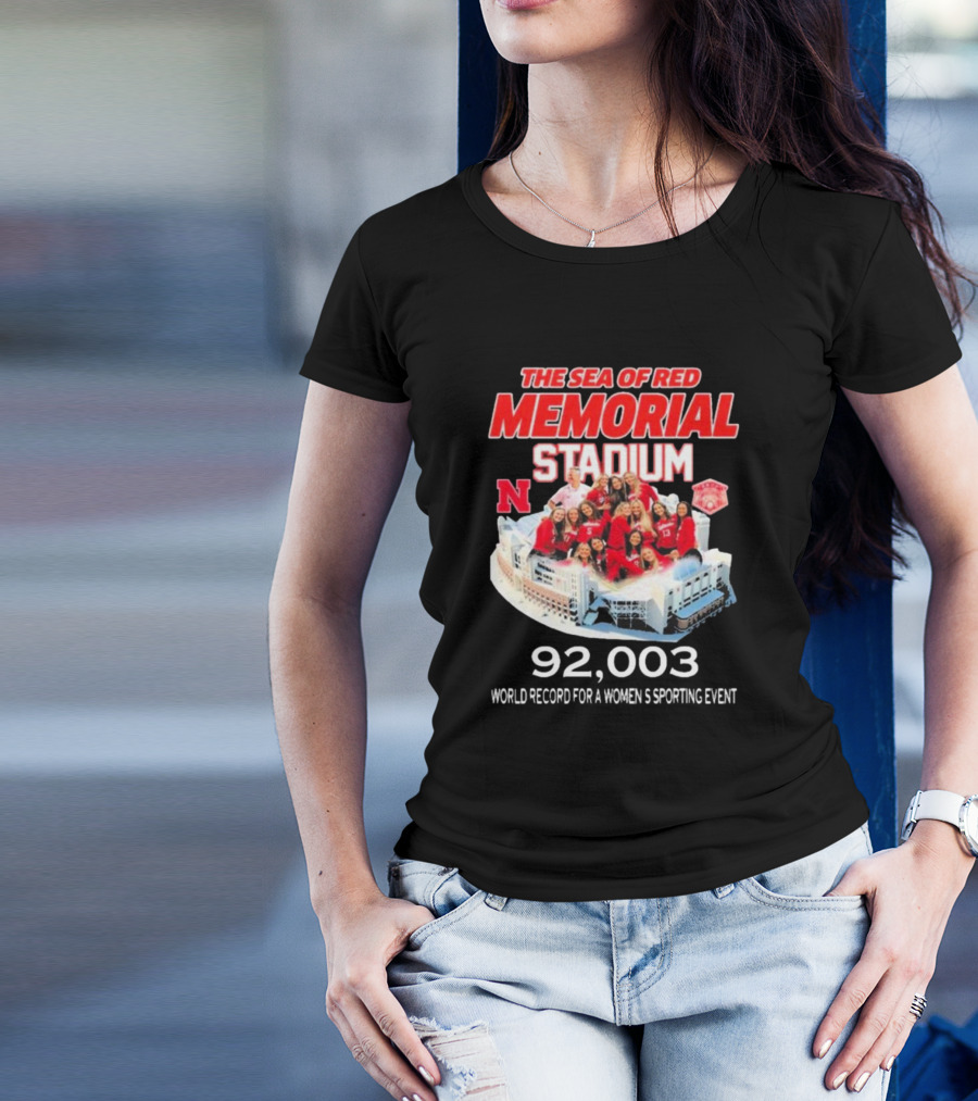 The Sea Of Red Memorial Stadium Nebraska Volleyball 92,003 World Record For A Women's Sporting Event T-Shirt