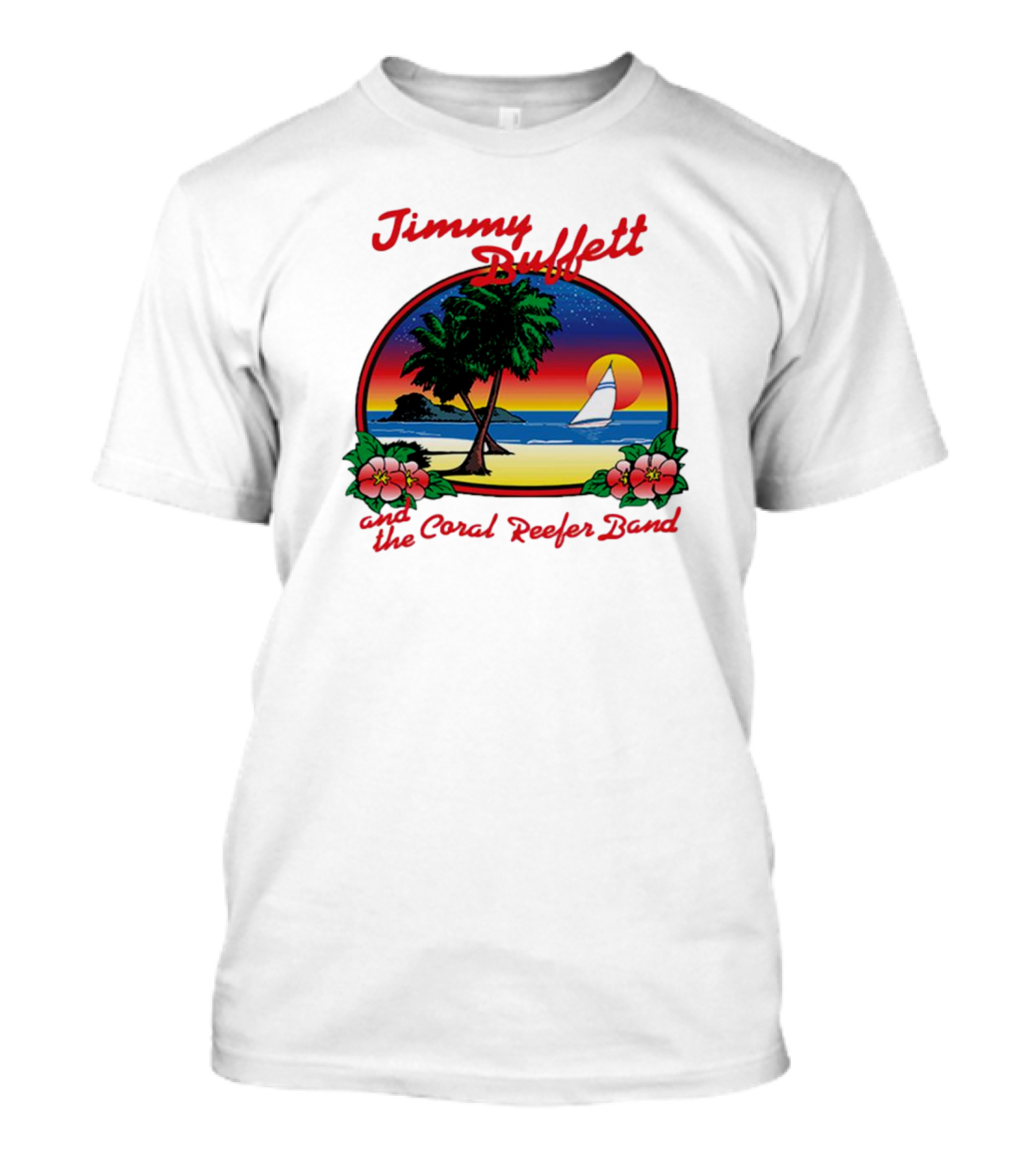 Jimmy Buffett And The Coral Reefer Band 1981 Coconut Telegraph Tour Vintage Island Sunset Scene T-Shirt