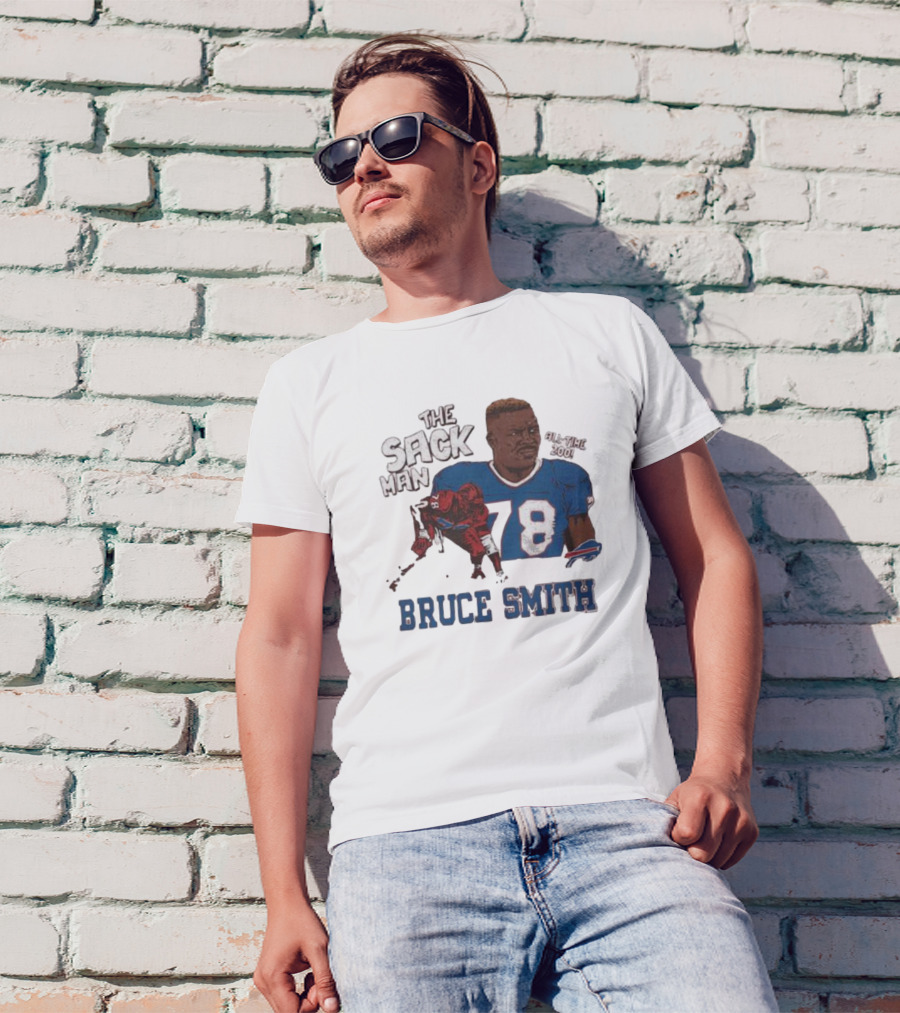 Buffalo Bills Bruce Smith The Sack Man All Time 200 Hall Of Fame T-Shirt