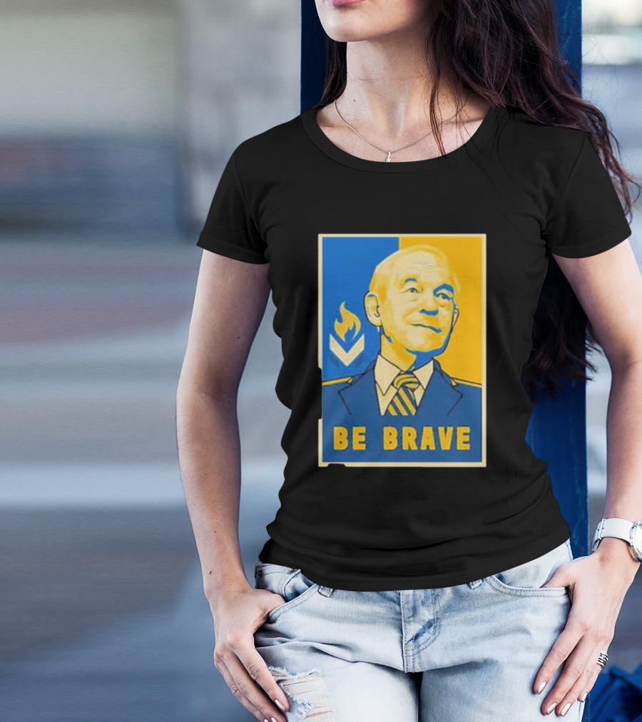 Ron Paul Be Brave Inspirational Blue And Yellow T-Shirt