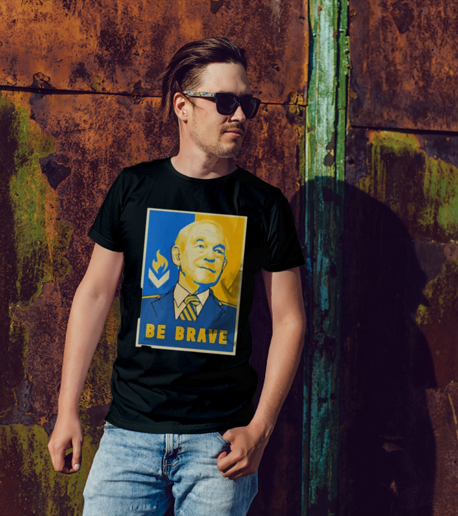 Ron Paul Be Brave Inspirational Blue And Yellow T-Shirt