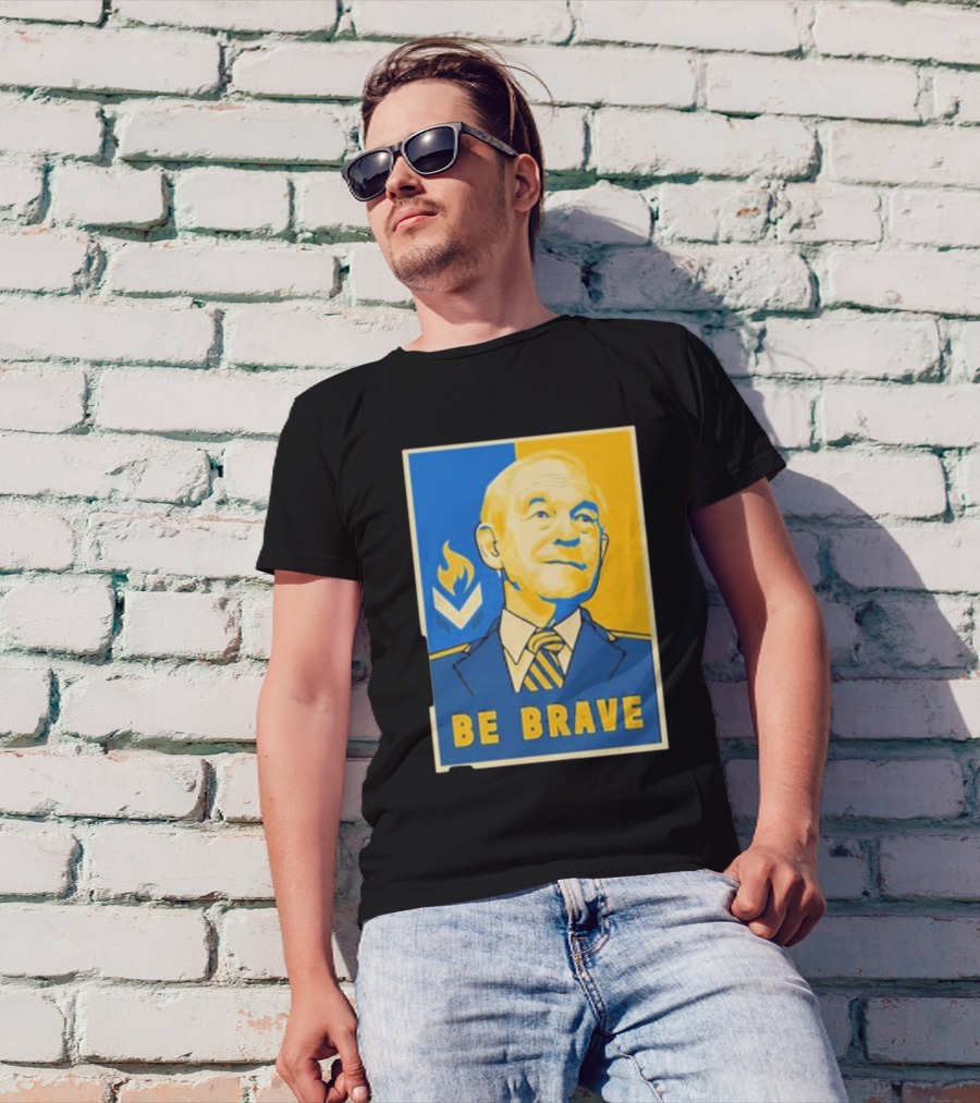 Ron Paul Be Brave Inspirational Blue And Yellow T-Shirt
