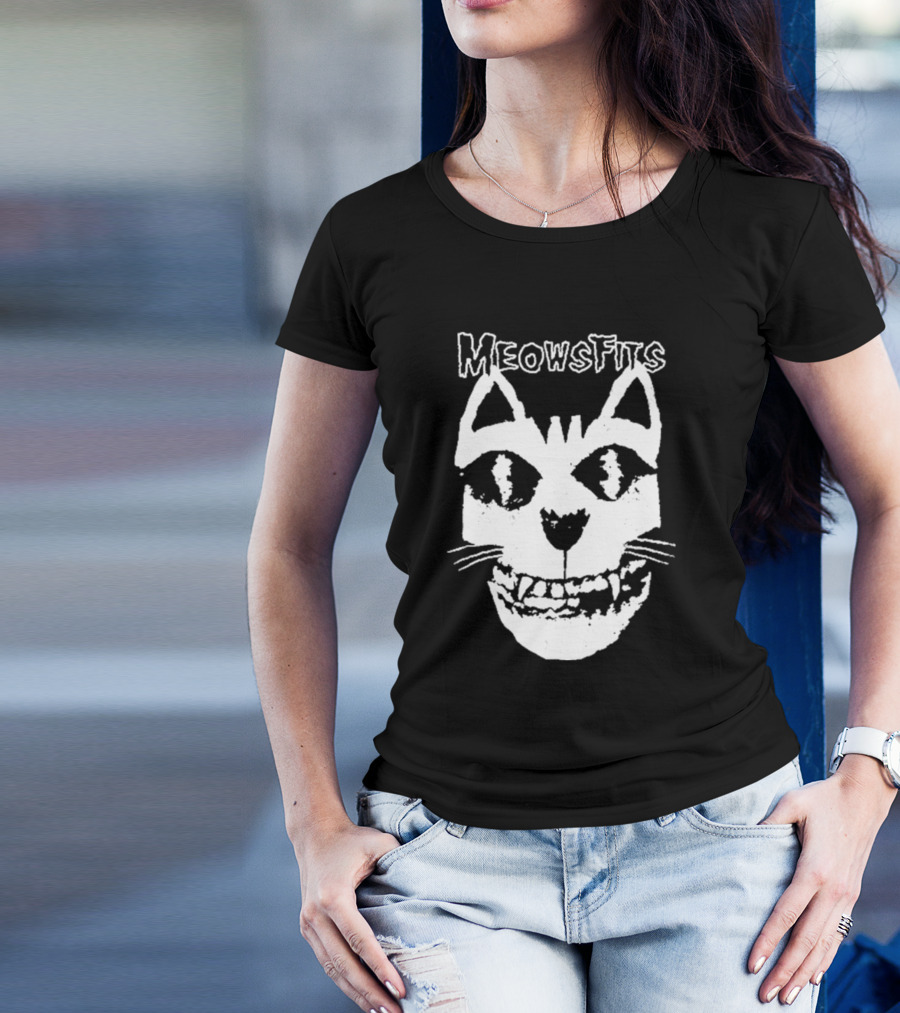 Meowsfits Grinning Cat Skull T-Shirt