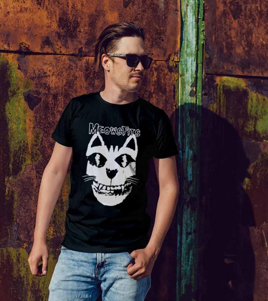 Meowsfits Grinning Cat Skull T-Shirt