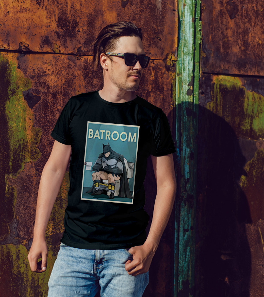 Batman Toilet Batroom Comic Panel T-Shirt
