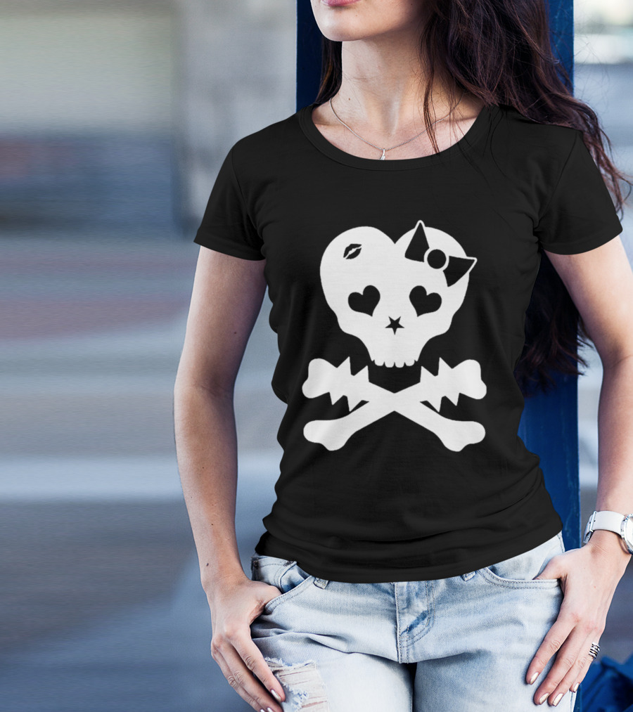 Punx N Kisses Twilight Skull Heart Bow Crossbones T-Shirt