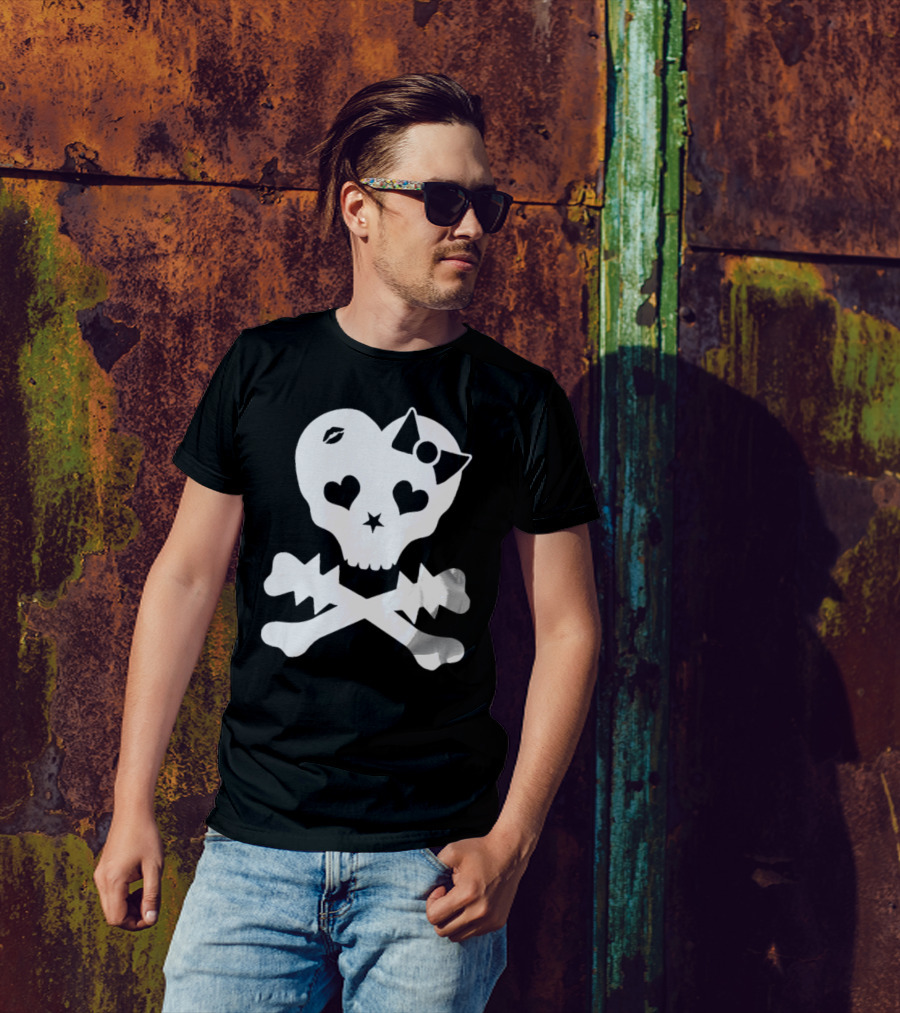 Punx N Kisses Twilight Skull Heart Bow Crossbones T-Shirt