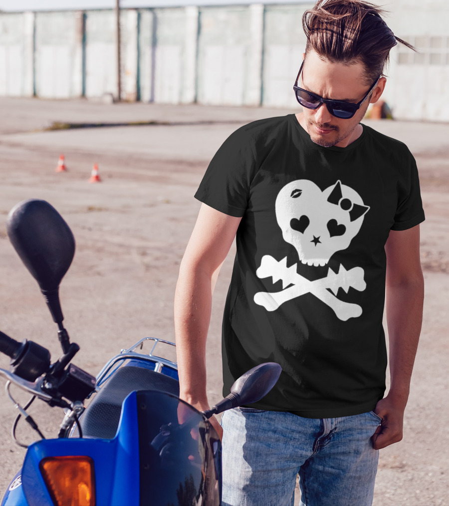 Punx N Kisses Twilight Skull Heart Bow Crossbones T-Shirt