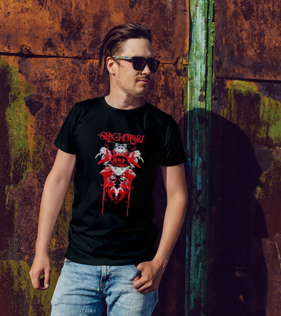 Slackjaw Band Hazard Skull And Red Splatter Symmetry T-Shirt