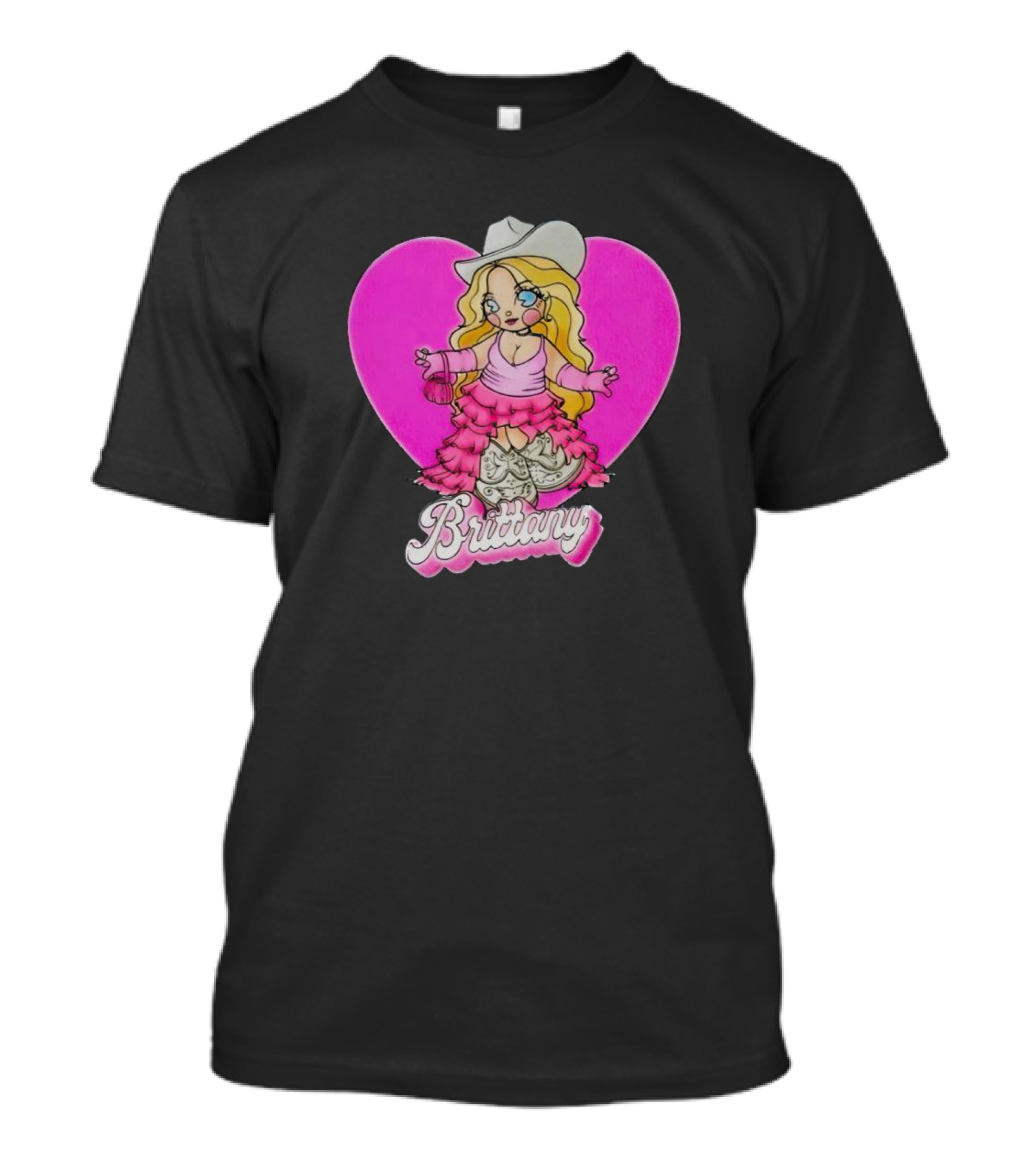 Brittany Cowgirl Cartoon Pink Heart Fashion T-Shirt