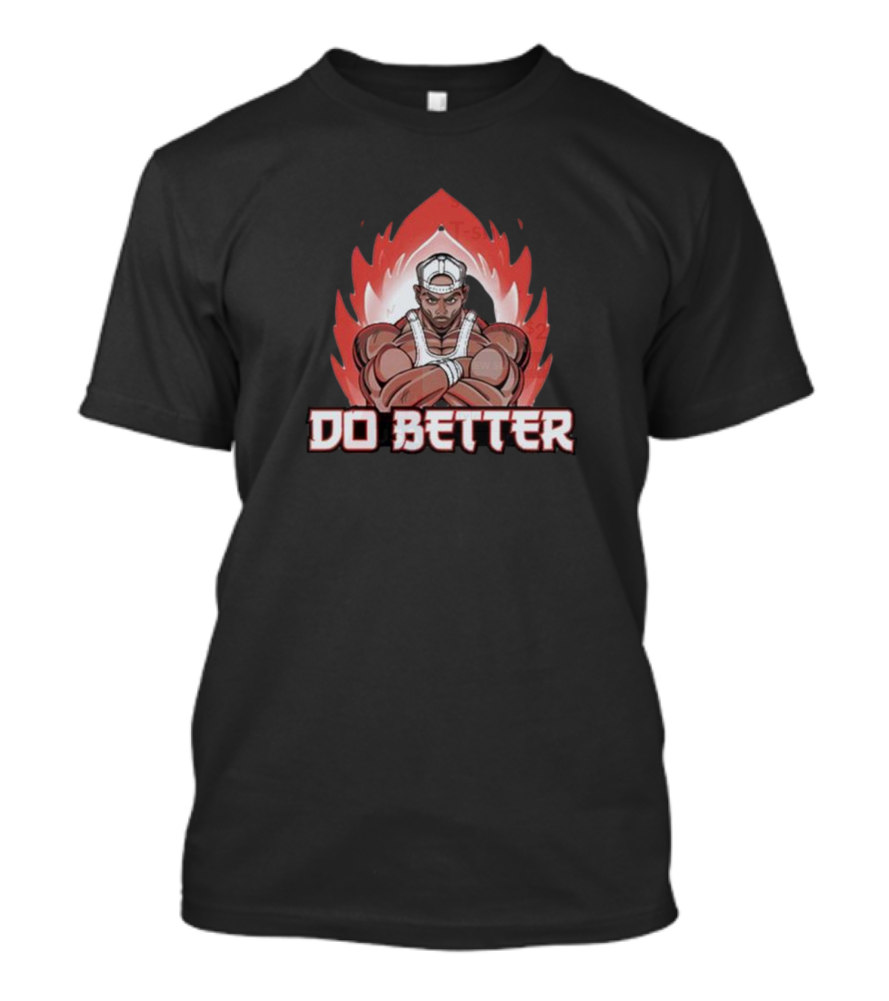 Gympositivity Do Better Joey Swoll Anime Flame Background T-Shirt