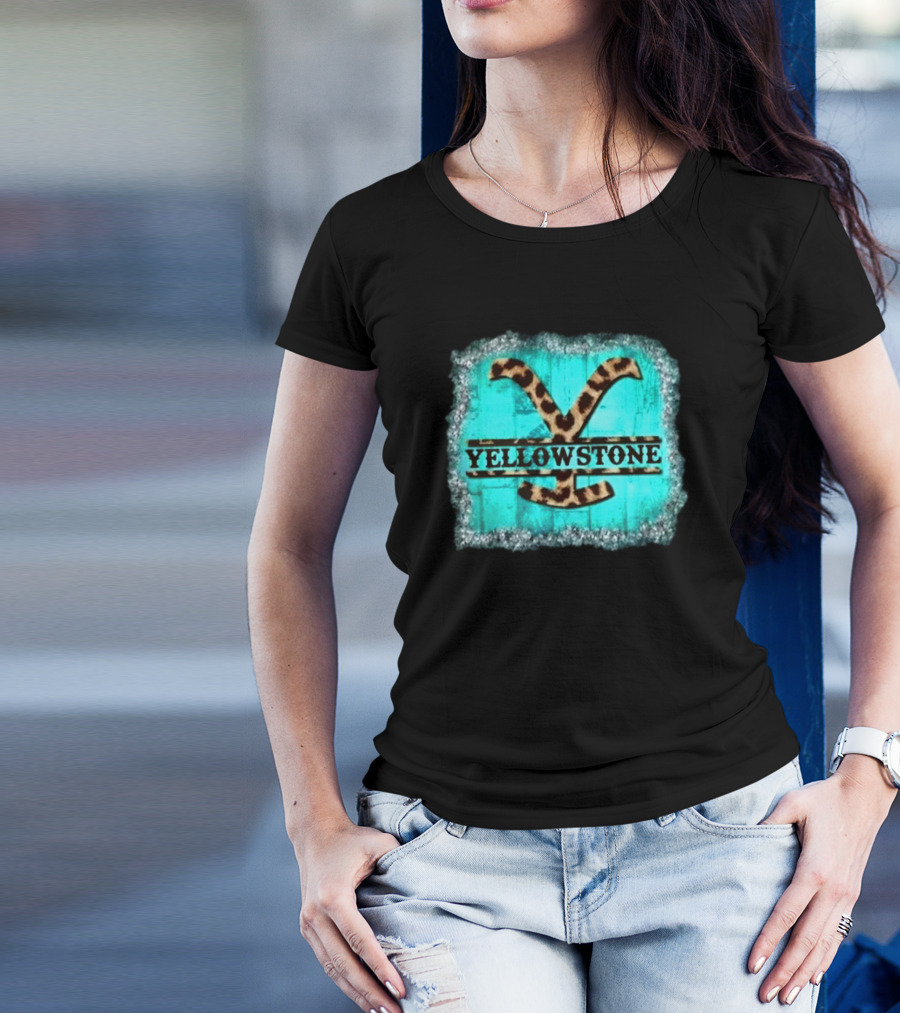 Yellowstone Turquoise Leopard Print T-Shirt