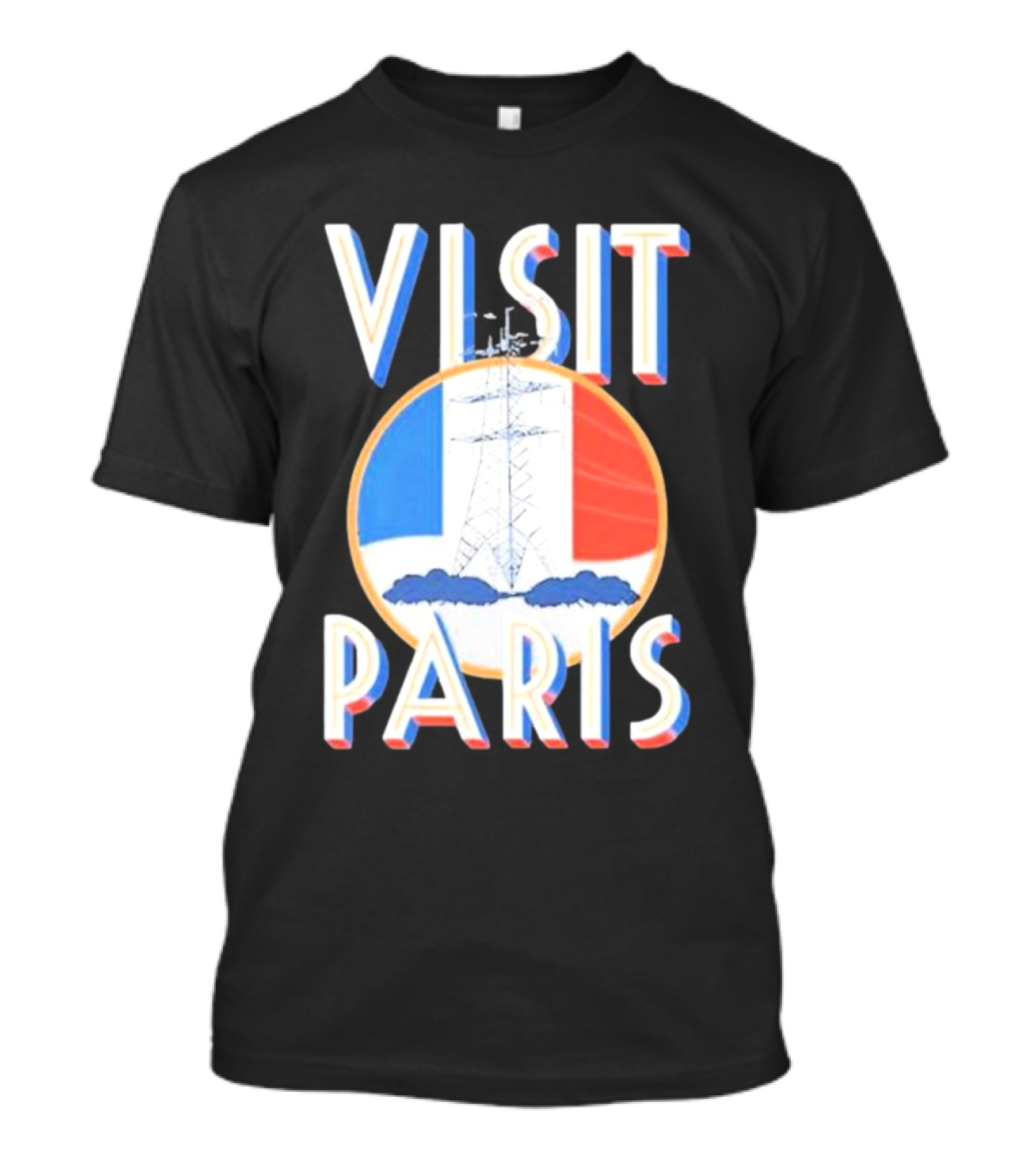Visit Paris Eiffel Tower French Flag T-Shirt