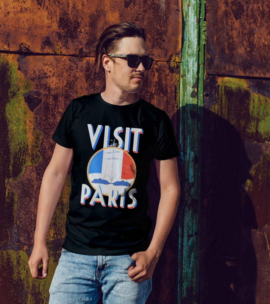 Visit Paris Eiffel Tower French Flag T-Shirt