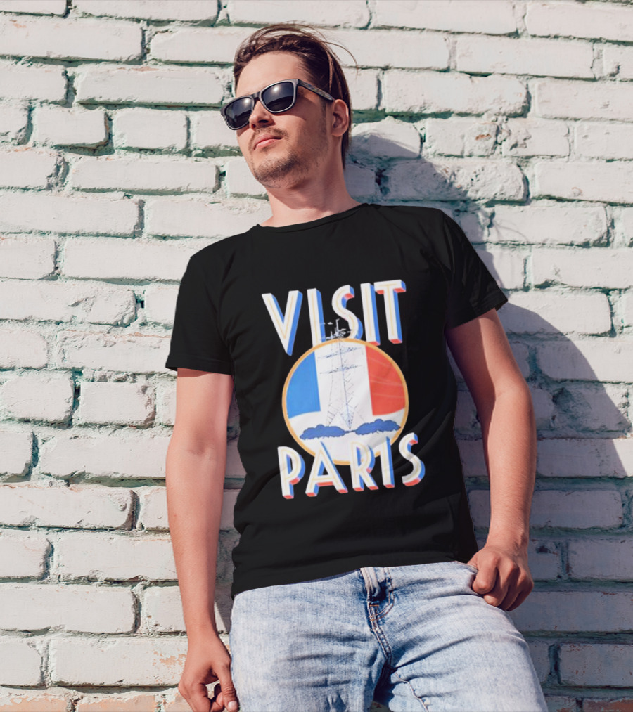 Visit Paris Eiffel Tower French Flag T-Shirt