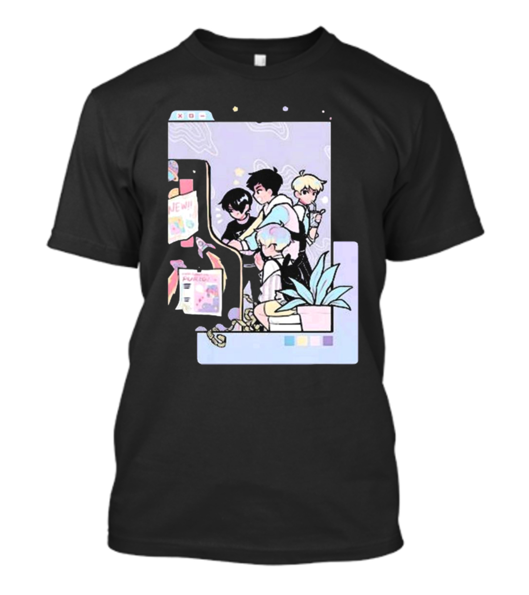 Goofy Doofy Man Boyfriend’s Internet Browser Cartoon Group With Plant And Posters T-Shirt