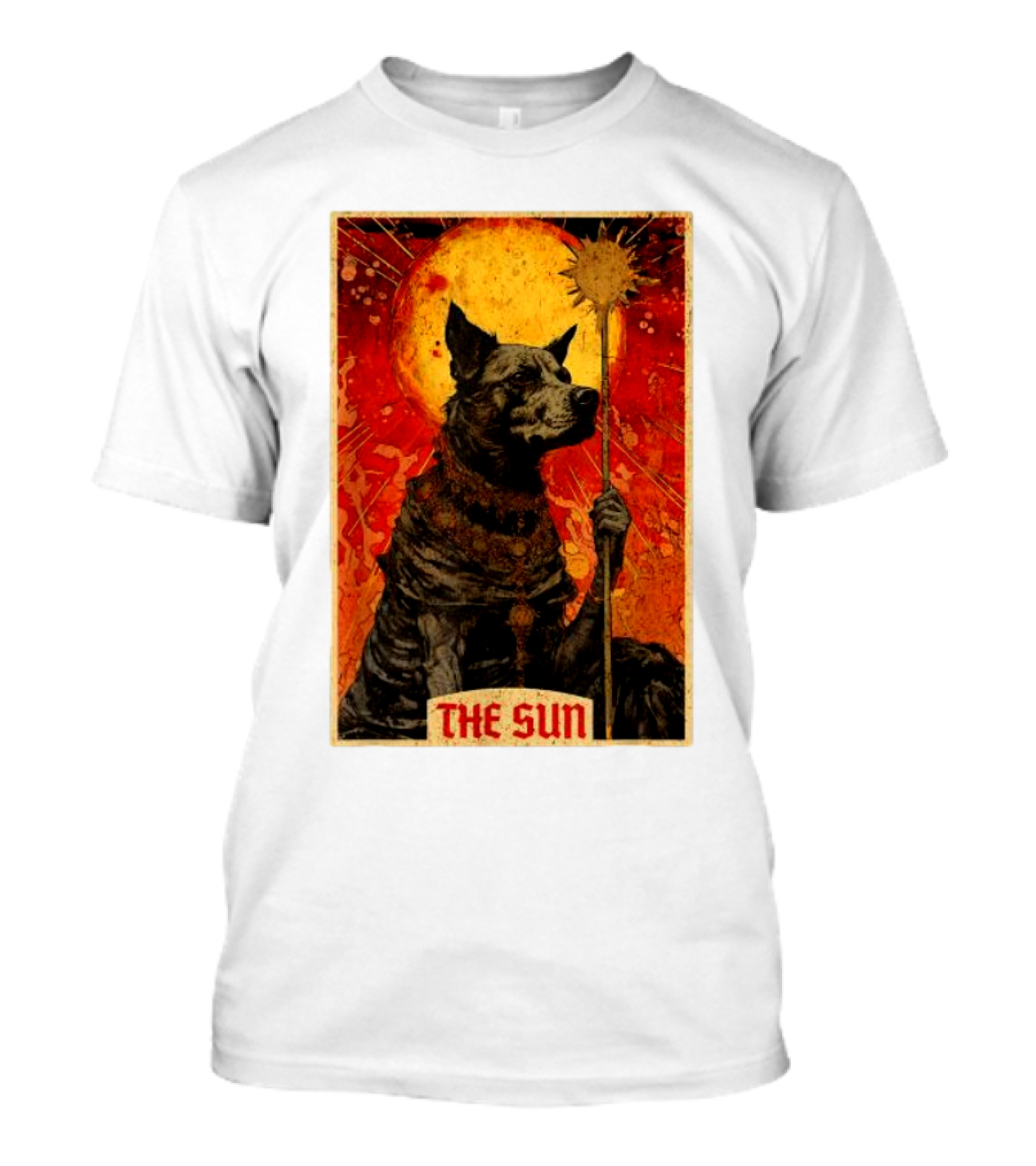 Dog Tarot Card The Sun Card Canine Holding Scepter T-Shirt