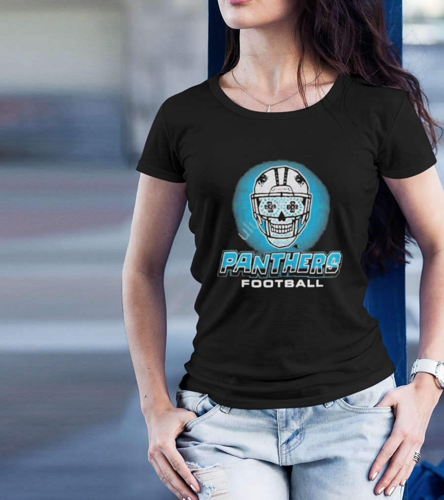 Panthers Football Skull Helmet T-Shirt