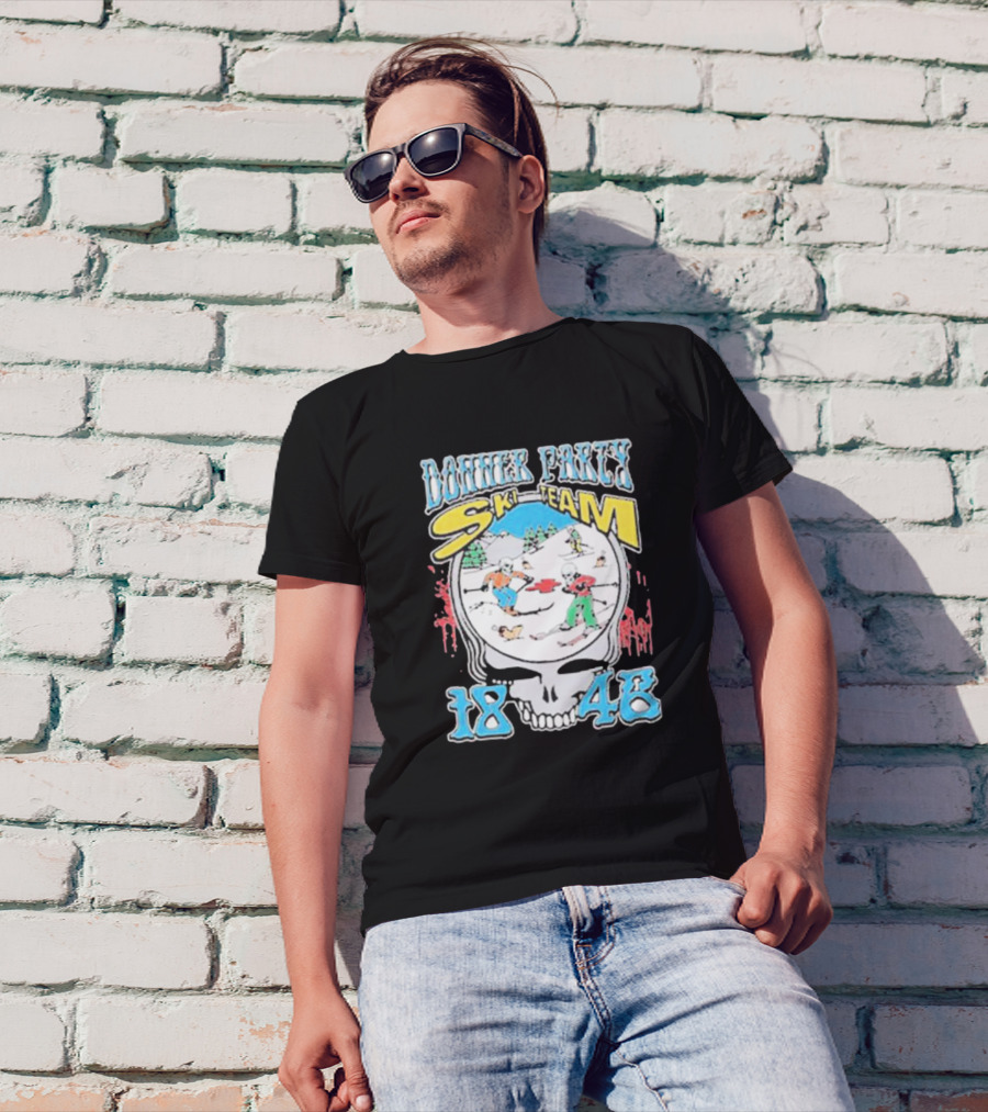 Donner Party Ski Team 1846 Skull Skiers Retro T-Shirt