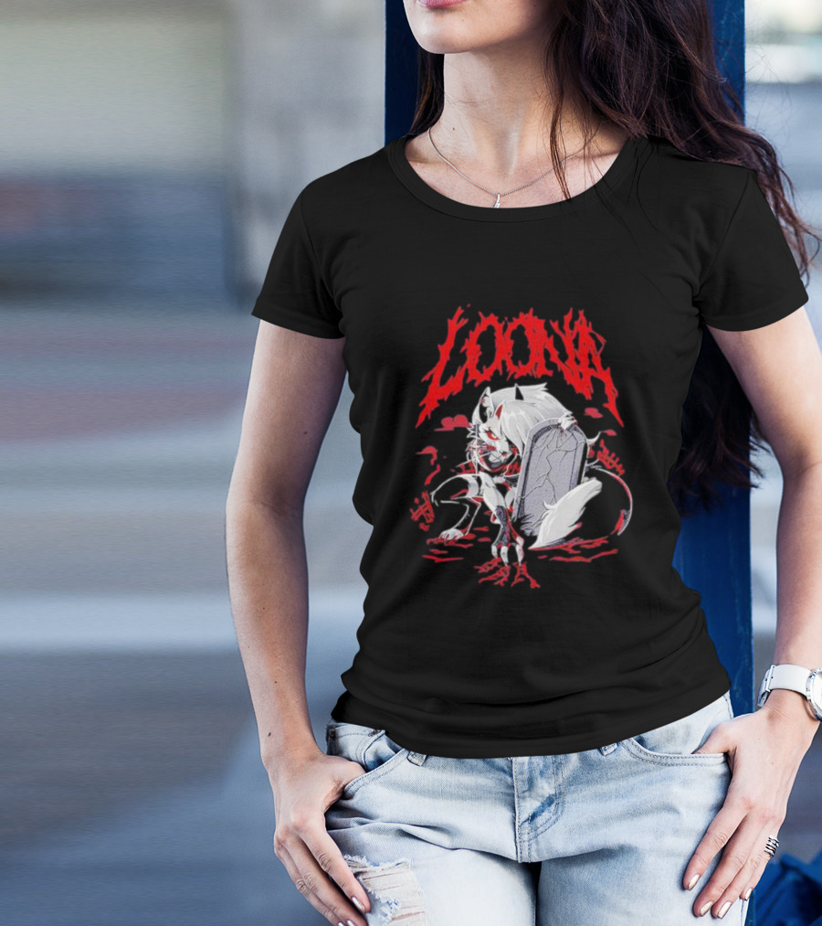 LOONA Graveyard Cat And Tombstone Scene T-Shirt