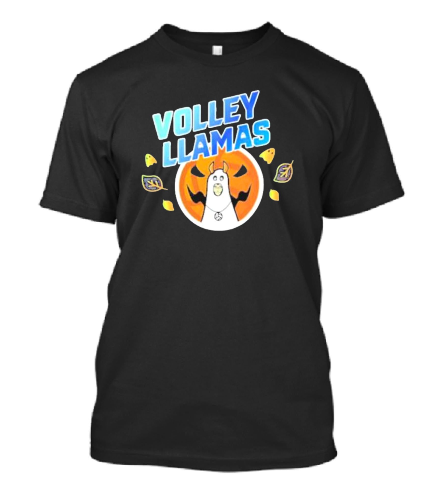 Volley Llamas With Pumpkin And Autumn Leaves T-Shirt