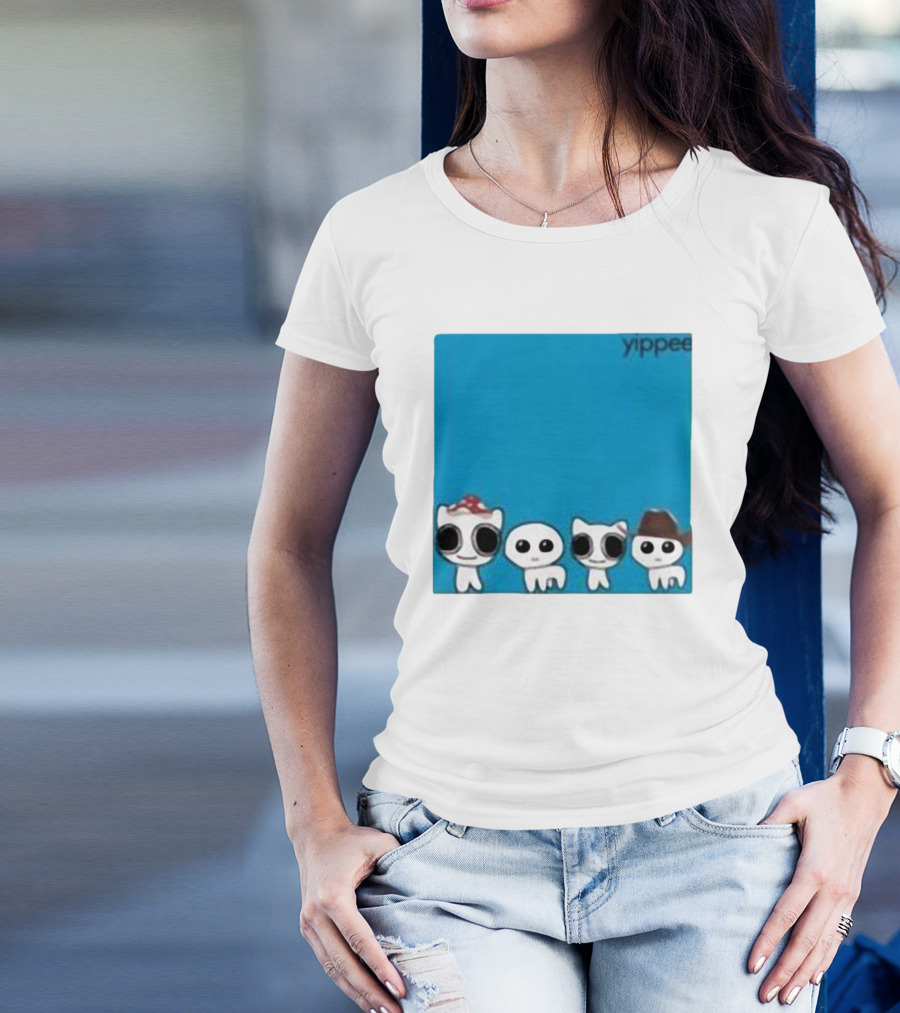 Yippee Cute Cartoon Cats Wearing Hats X Weezer Cringey T-Shirt