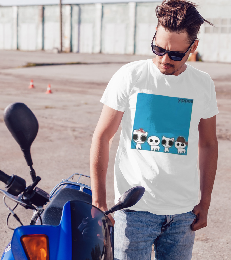 Yippee Cute Cartoon Cats Wearing Hats X Weezer Cringey T-Shirt