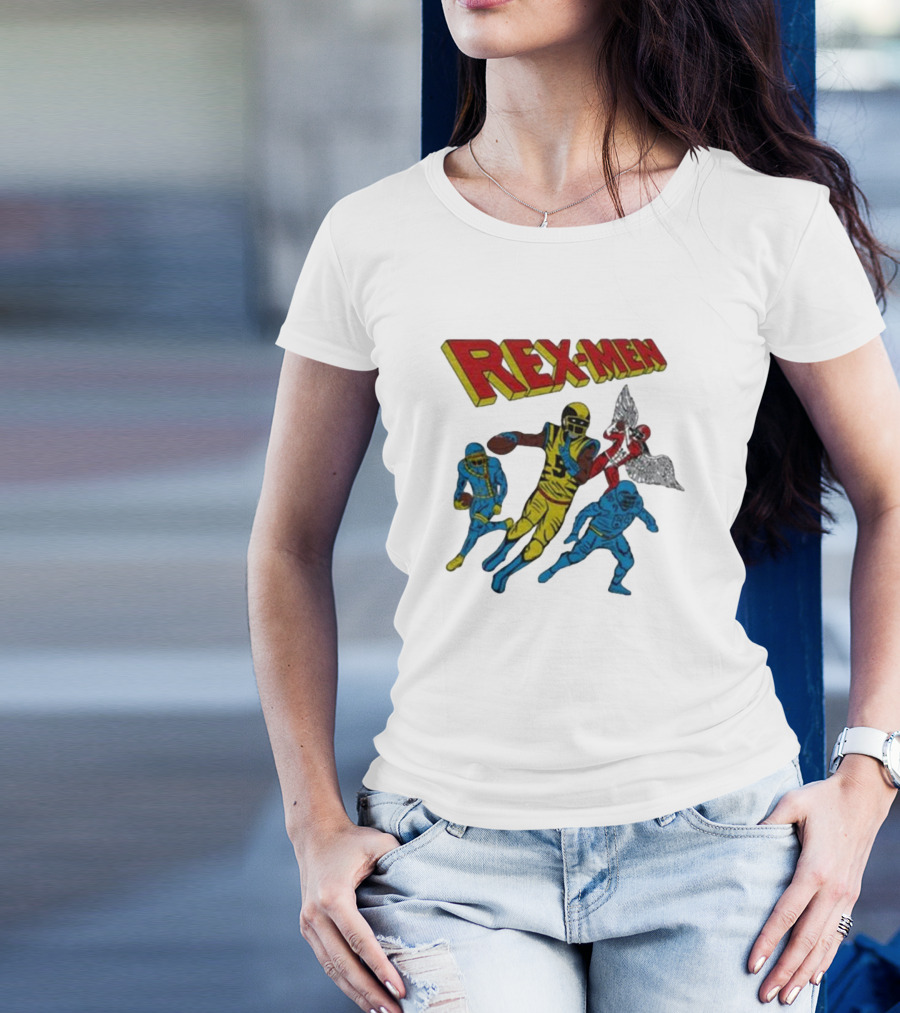 Rex-men Football Players Action Scene With Superhero T-Shirt