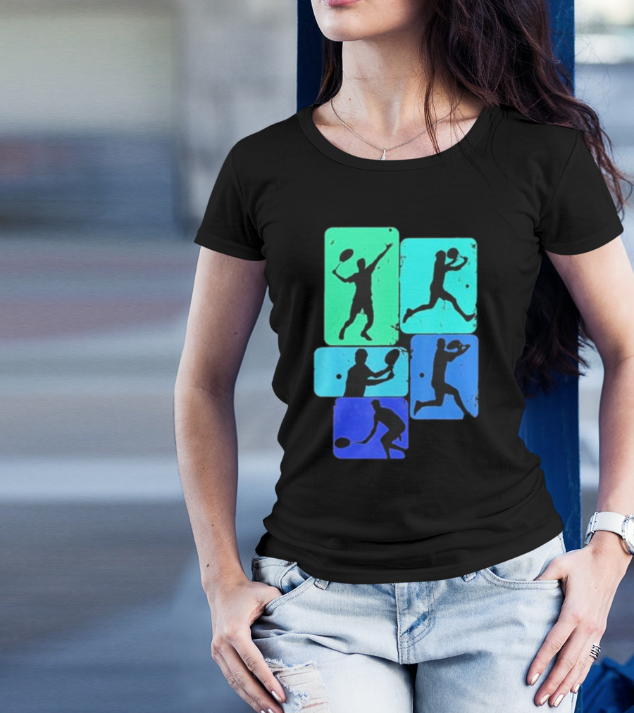Tennis Player Youth Men Silhouettes In Motion T-Shirt