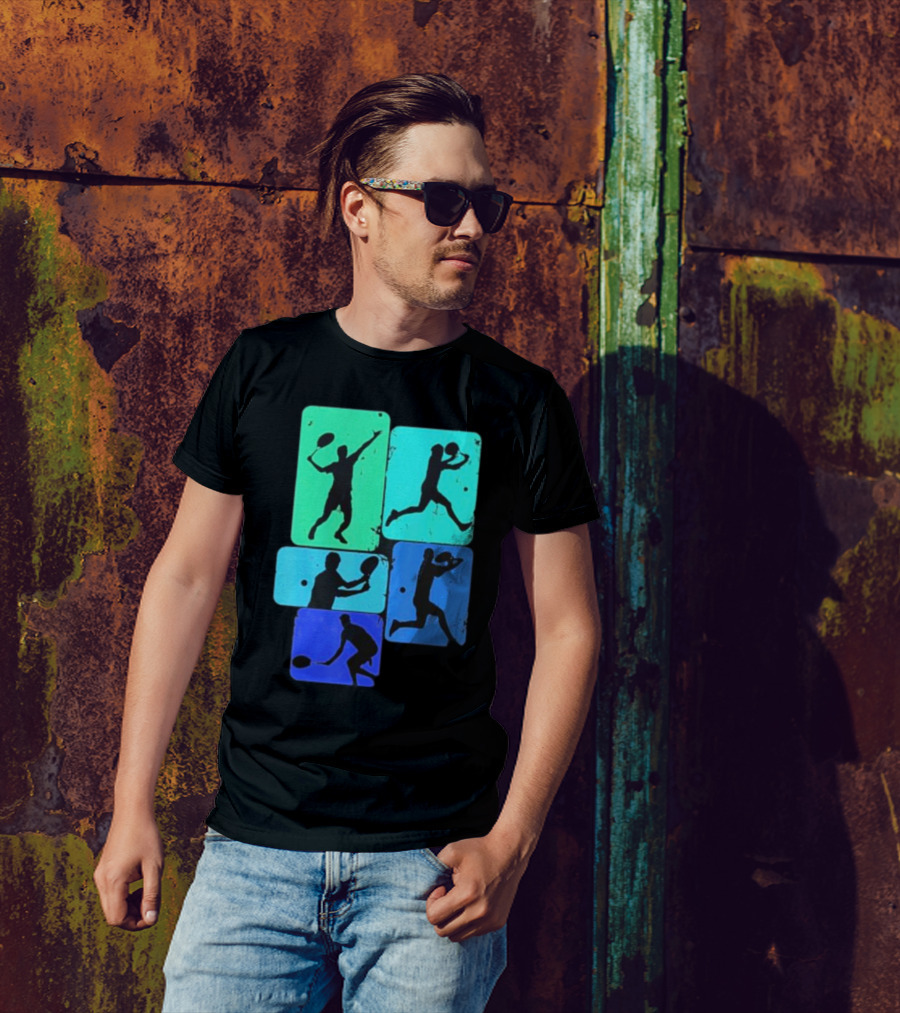 Tennis Player Youth Men Silhouettes In Motion T-Shirt