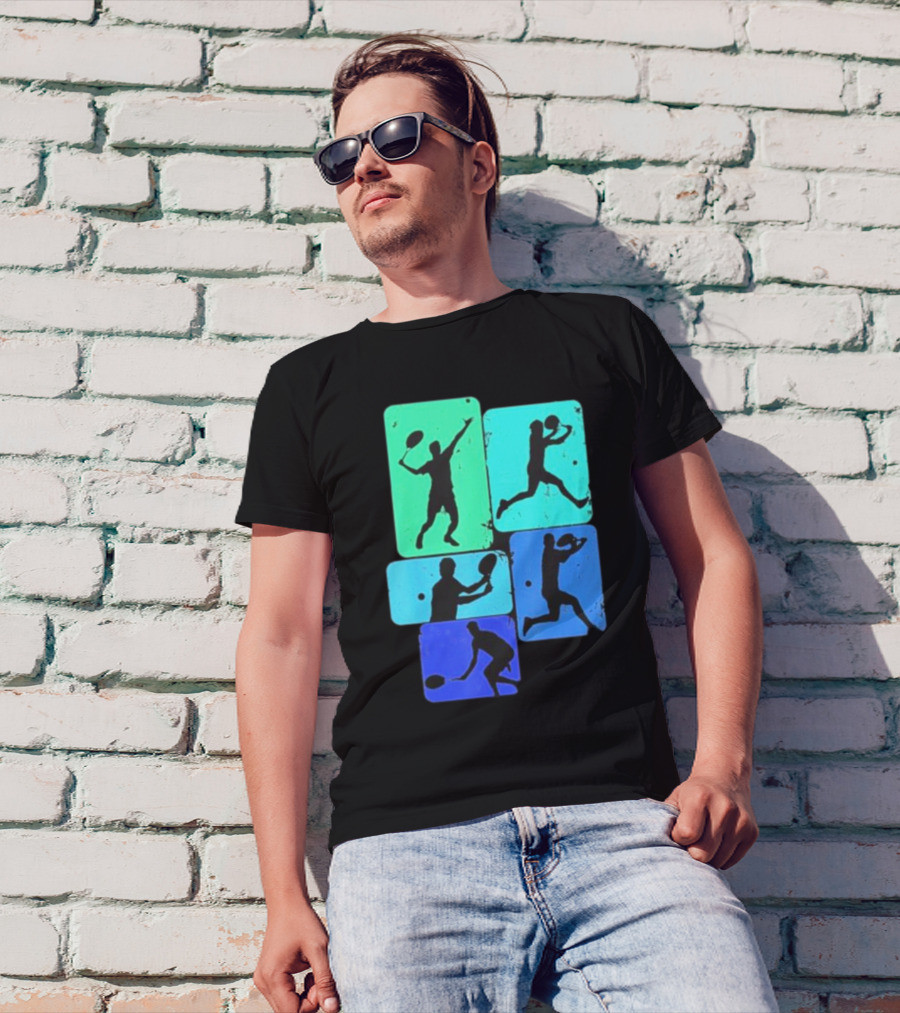 Tennis Player Youth Men Silhouettes In Motion T-Shirt
