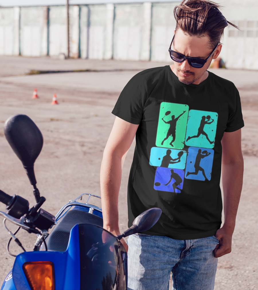Tennis Player Youth Men Silhouettes In Motion T-Shirt