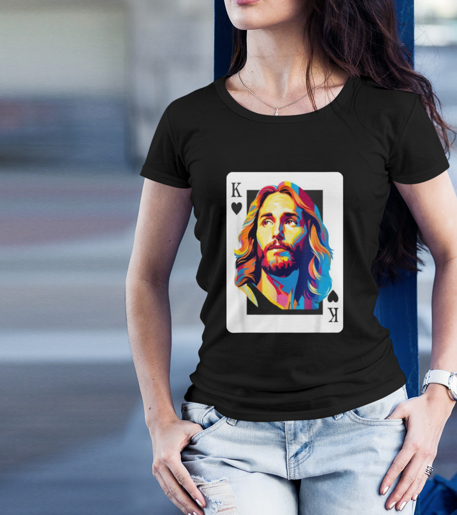 Jesus King Of Hearts Spades Christian Card T-Shirt