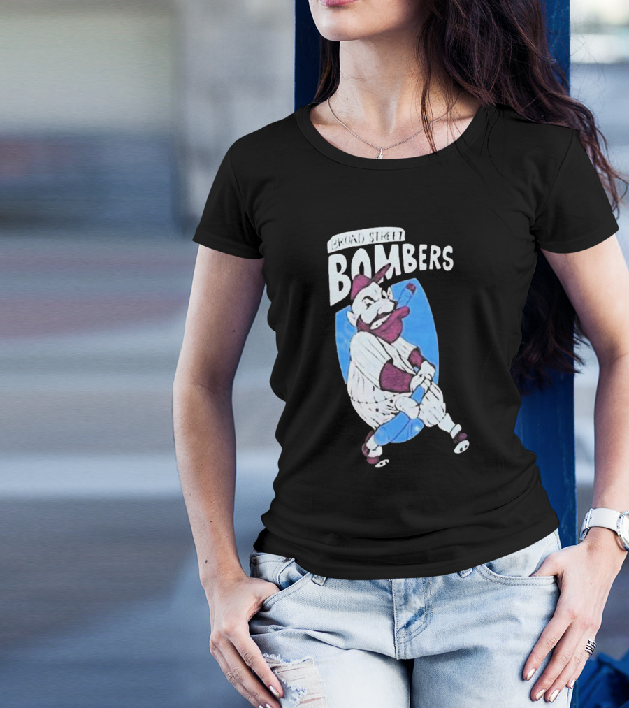 Broad Street Bombers Cartoon Baseball Character T-Shirt