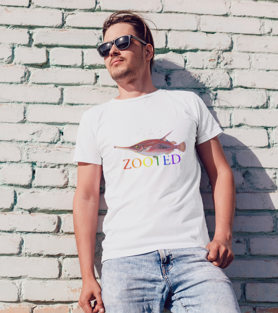 Gay Zooted Fish Rainbow Text Fish T-Shirt