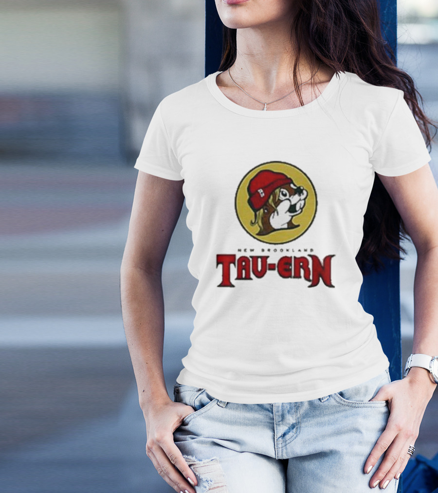 New Brookland Tavern Tau-ern Buc-Ees Logo Red Beanie Dog T-Shirt