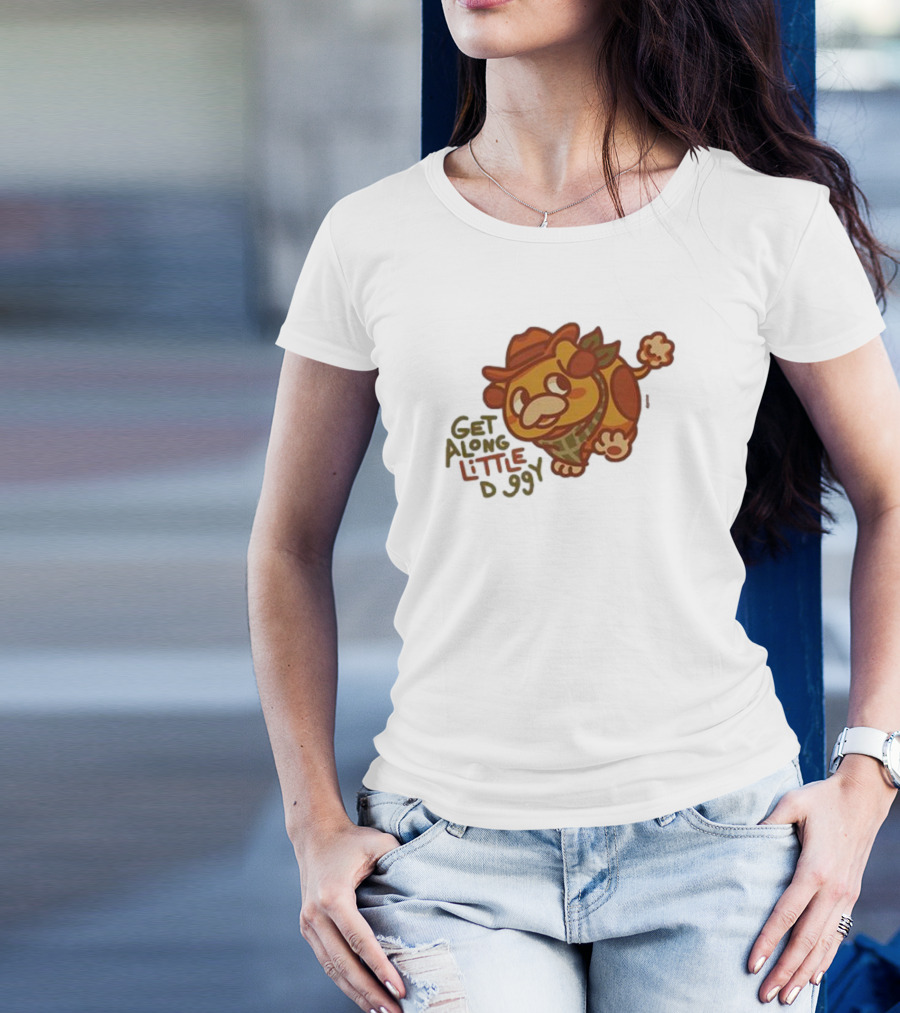 Get Along Little Doggy Cowboy Style Cartoon T-Shirt