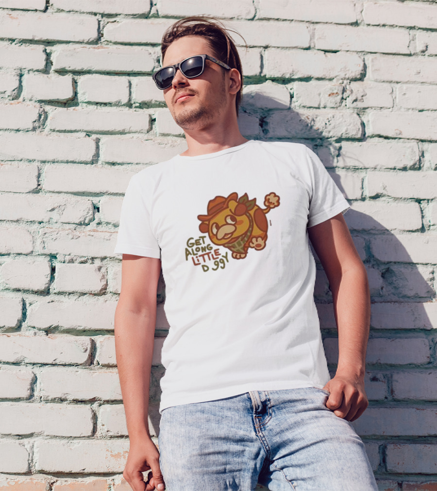 Get Along Little Doggy Cowboy Style Cartoon T-Shirt