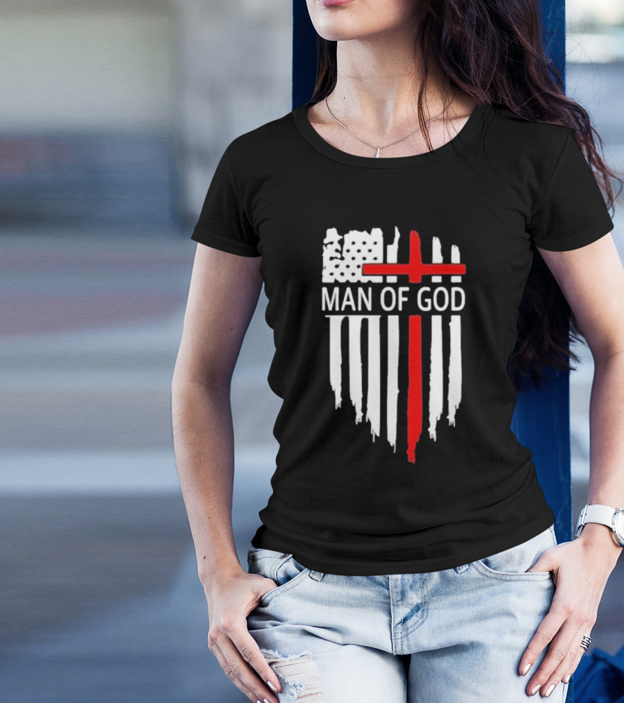 Man Of God American Flag Cross T-Shirt