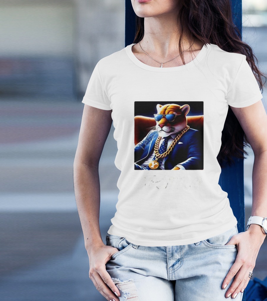 Jaylassoku Cosmo The Cougar In Sunglasses And Gold Chain T-Shirt