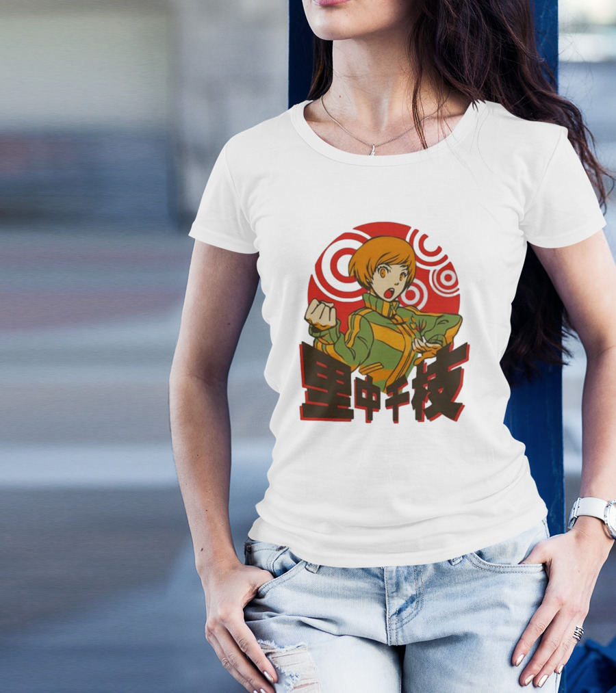 Persona 4 Dragon’s Fury Chie Satonaka Retro Red Circles T-Shirt