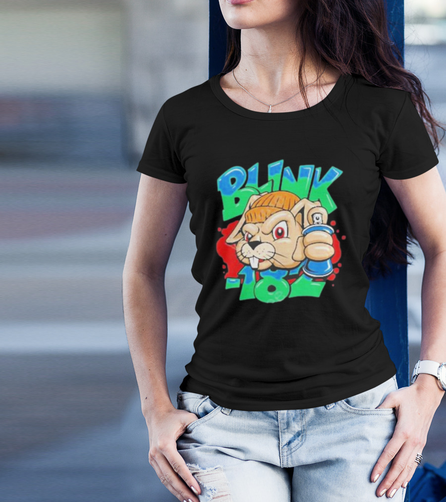 Blink-182 Senpapi Gabshiba Graffiti-Style Cartoon With Spray Can T-Shirt