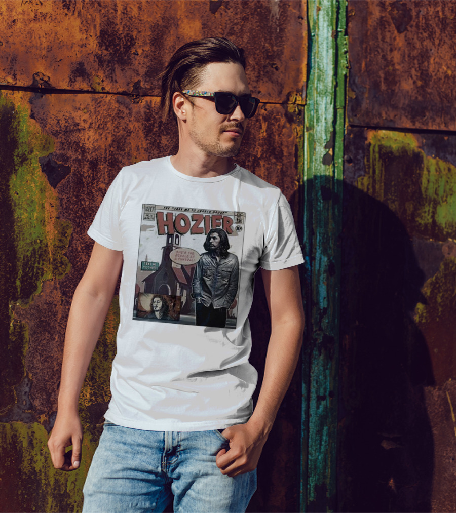 Hozier Comic Style Art She's The Giggle At A Funeral Take Me To Church T-Shirt