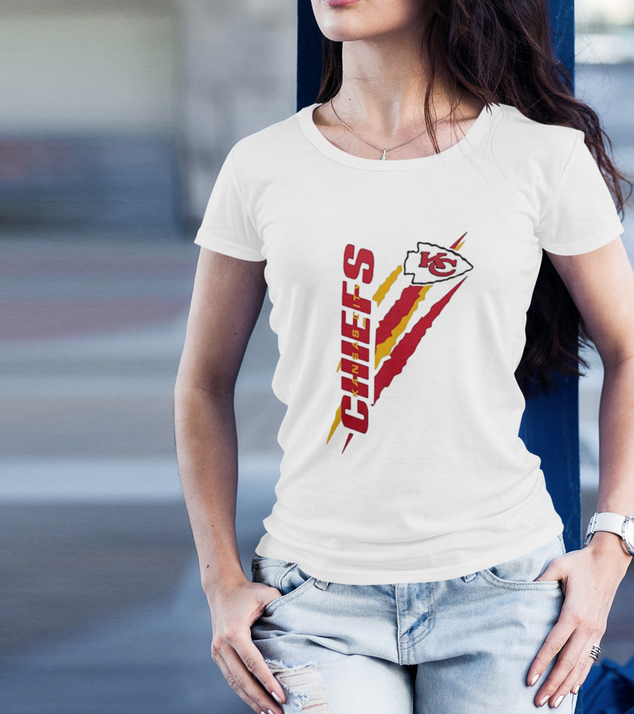 Kansas City Chiefs KC Red Yellow Scratch Design Starter T-Shirt
