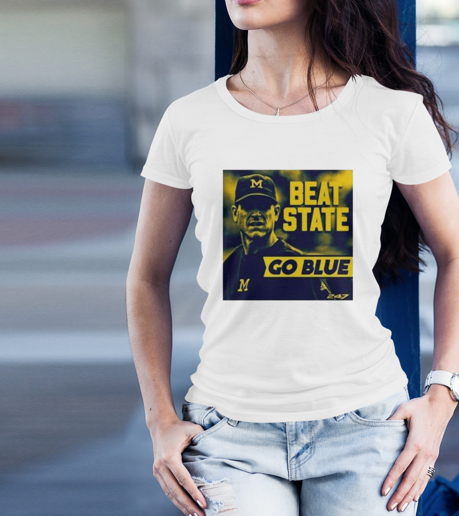 Beat State Go Blue Michigan Wolverines M 247 T-Shirt