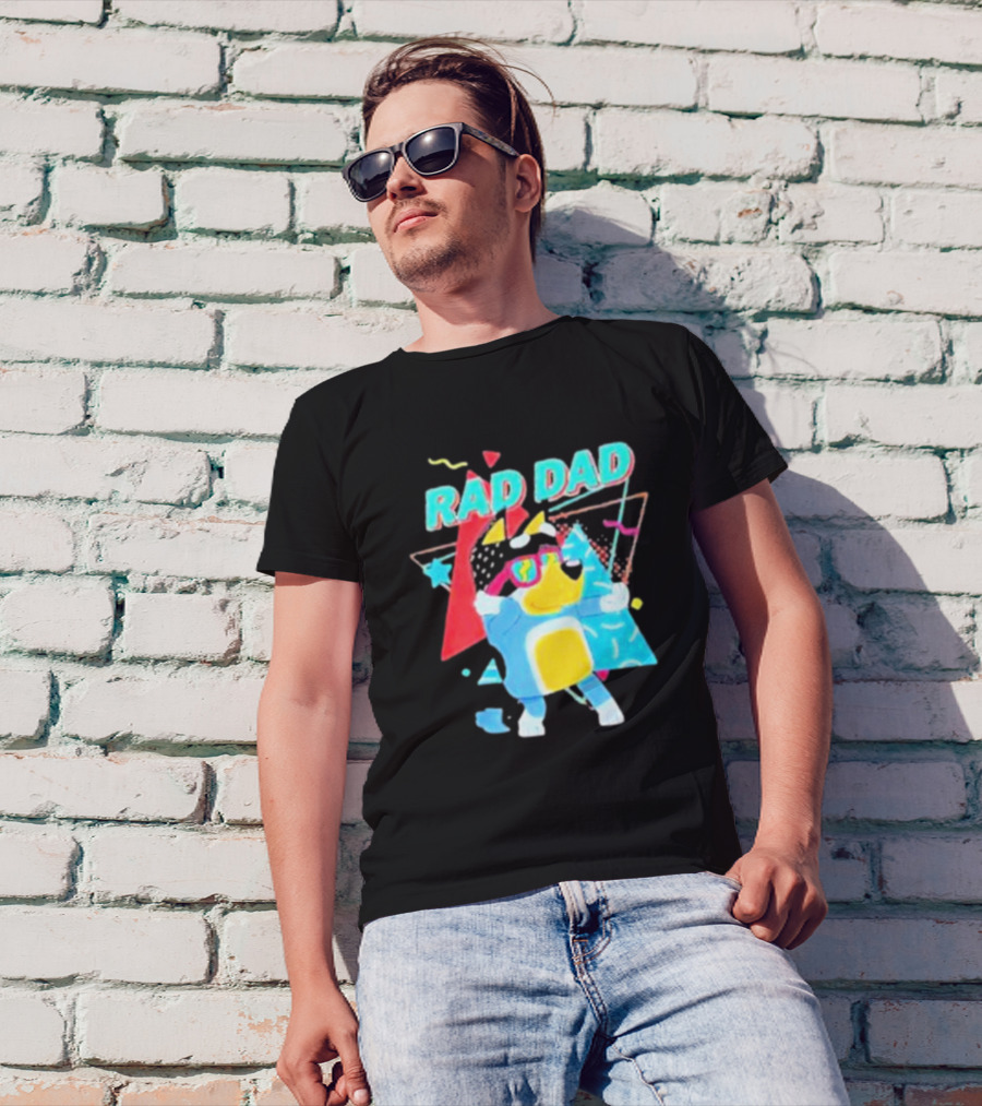 Rad Dad Colorful 80s Style Dog T-Shirt