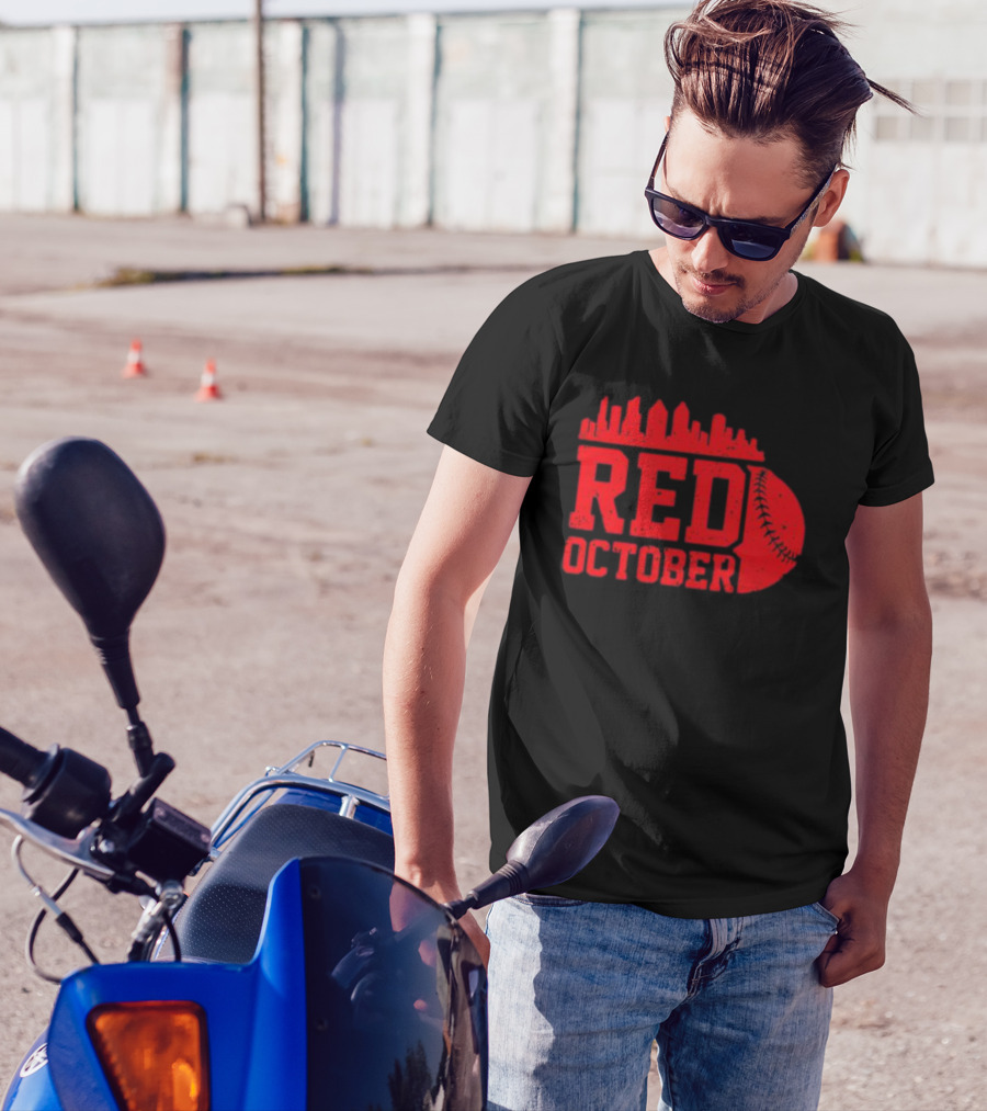 Philly Philadelphia Red October Baseball Skyline T-Shirt